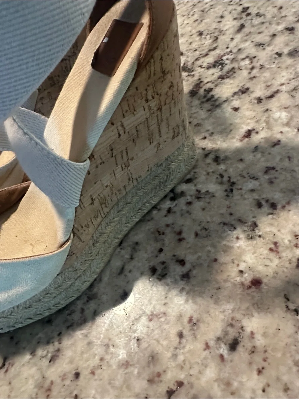Tory Burch Beige Canvas Espadrille Wedge Sandals